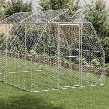 vidaXL Kippenren 2,5x4x2,25 m gegalvaniseerd staal, Verzenden, Nieuw