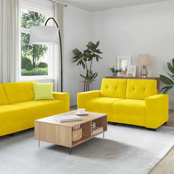 vidaXL bank / zetelstel 3 st Geel Fluweel, Huis en Inrichting, Zetels | Zetels, Verzenden, Nieuw