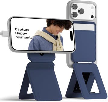 Telefoonhouder 3-in-1 MagSafe Marineblauw: Handige wallet..., Verzenden, Zo goed als nieuw