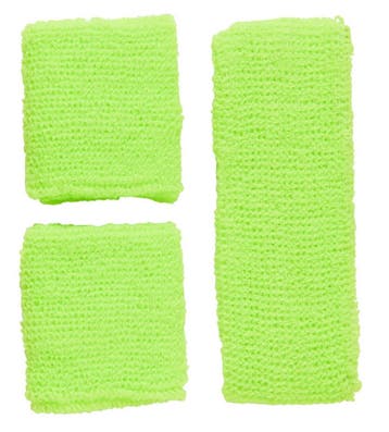Neon Groene Zweetbandjes 2 delig, Verzenden