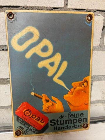 Emaille bord – OPAL Stumpen – sigaren reclame – vintage –, Antiek en Kunst