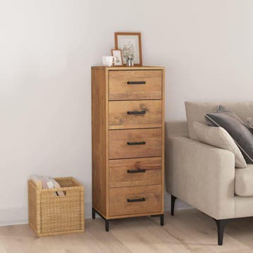 vidaXL Ladekast 42x35x110 cm massief grenenhout, Verzenden