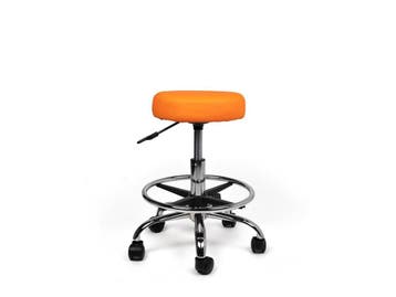 Tabouret Oranje - Lage uitvoering met Voetsteun, In hoogte verstelbaar, Nieuw