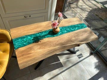 Salontafel - Eik, Roestvrij staal, Hars