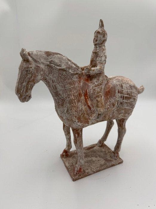sculptuur, Chinees Ruiterbeeld - 31.5 cm - Aardewerk, Antiek en Kunst, Antiek | Glaswerk en Kristal