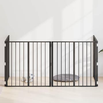 vidaXL Hondendeur 4 st Zwart 80 x 80 cm Gegalvaniseerd staal, Verzenden, Nieuw
