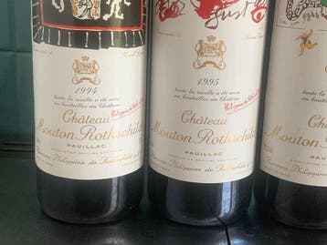 1994 , 1995, 1997, 1998 Château Mouton Rothschild - Bordeaux, Verzamelen, Wijnen, Nieuw
