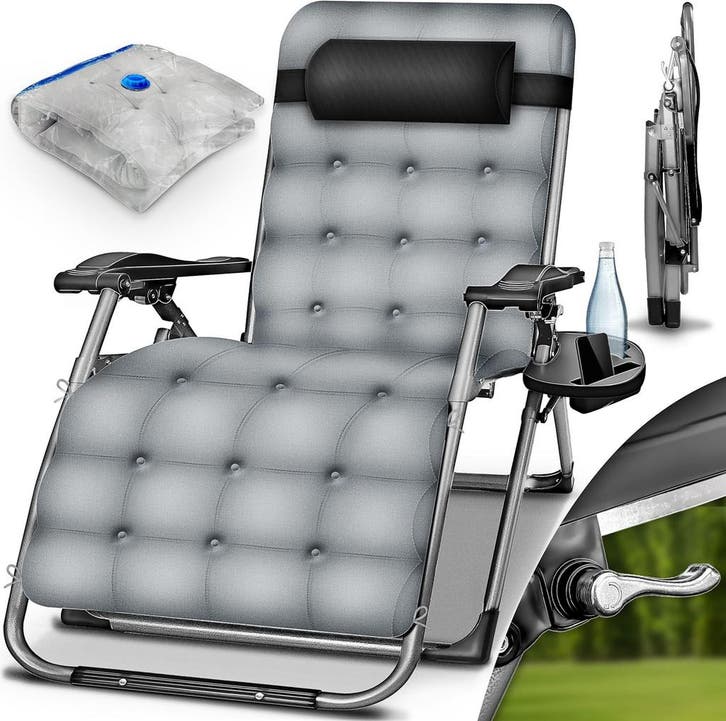 Tuinstoel - Ligstoel - Verstelbaar - Opvouwbaar - Grijs - Ti, Jardin & Terrasse, Chaises longues, Envoi