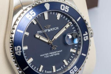 Philip Watch - Caribe Sport - Navy Blue - Swiss Made - Date, Nieuw
