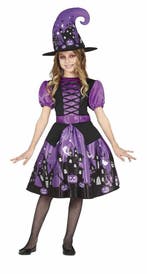Heks Halloween Kostuum Meisje Paars, Verzenden, Nieuw