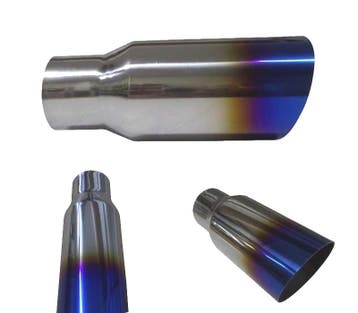EMBOUT DÉCHAPPEMENT ROND 61-90MM INOX DIAGONAL BLEUE BRULÉ, Autos : Pièces & Accessoires, Verzenden, Neuf