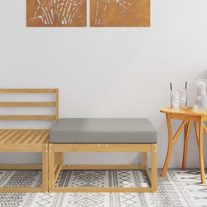 vidaXL Buiten Voetenbank Polyester Wit, Tuin en Terras, Tuinsets en Loungesets, Nieuw, Verzenden