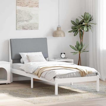 vidaXL Bedframe Wit en lichtgrijs 100 x 200 cm Massief, Maison & Meubles, Chambre à coucher | Lits, Verzenden
