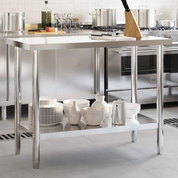 vidaXL Keukenwerktafel 110x55x85 cm roestvrij staal, Verzenden