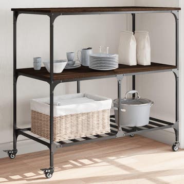 vidaXL Keukentrolley 100x50x95 cm bewerkt hout bruin, Huis en Inrichting, Verzenden, Nieuw