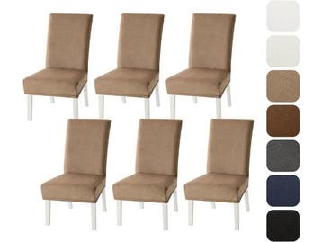 Veiling - Set van 6 eetkamer stoelhoezen Kaki, Huis en Inrichting, Nieuw