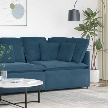 vidaXL Modulaire hoekmodule bank met kussens 100 cm blauw, Huis en Inrichting, Zetels | Voetbanken en poefs, Verzenden, Nieuw
