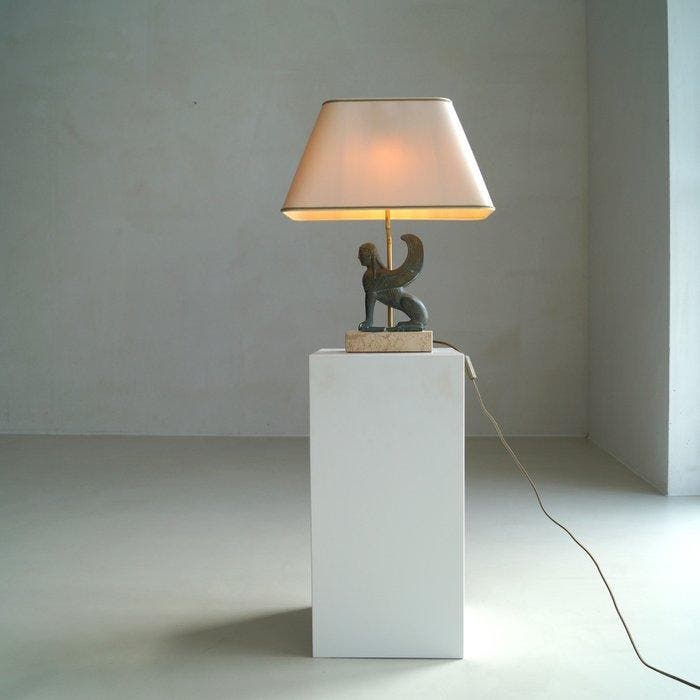 Le Dauphin - Lampe de bureau - Grès, Laiton - Lampe Sphinx, Antiek en Kunst, Kunst | Designobjecten