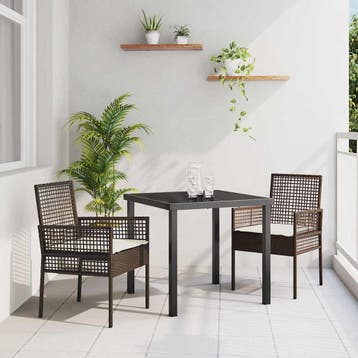 vidaXL Tuinstoel 2 st Bruin poly rattan, Verzenden, Nieuw