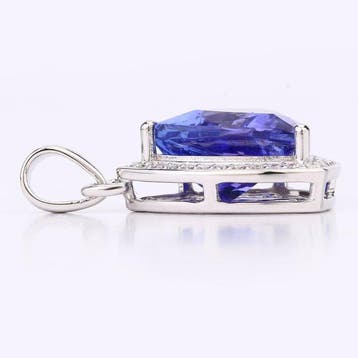 Pendentif - 14 carats Or blanc - 3.49ct. tw. Tanzanite -