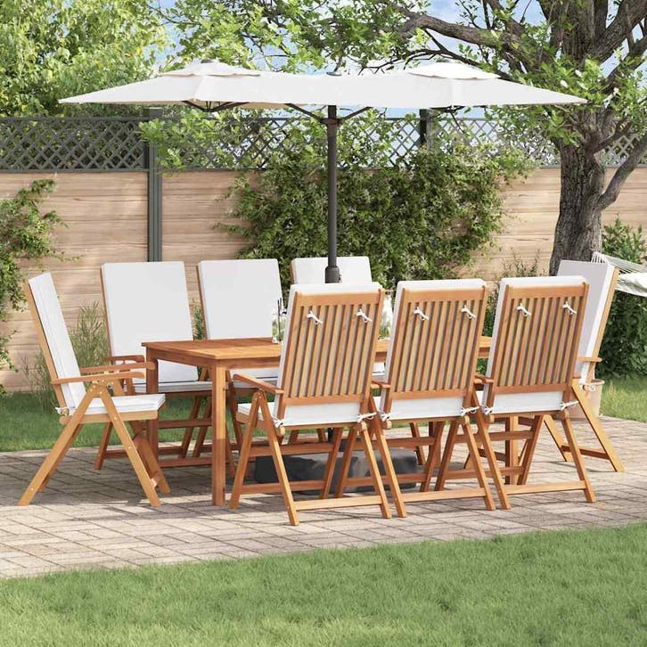 vidaXL Tuinstoel 8 st Bruin en wit Massief Teakhout, Jardin & Terrasse, Chaises de jardin, Envoi