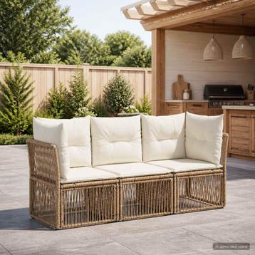 vidaXL Tuinbank Set 3 st Beige poly rattan, Verzenden, Nieuw