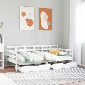 vidaXL Slaapbank met lades 80x200 cm massief grenenhout wit, Verzenden