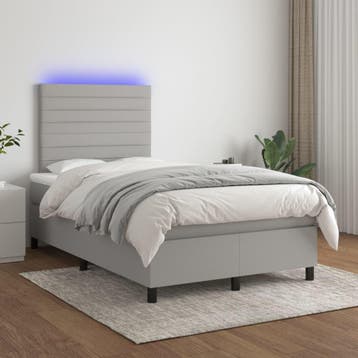 vidaXL Boxspring met matras en LED stof lichtgrijs 120x200, Verzenden, Nieuw