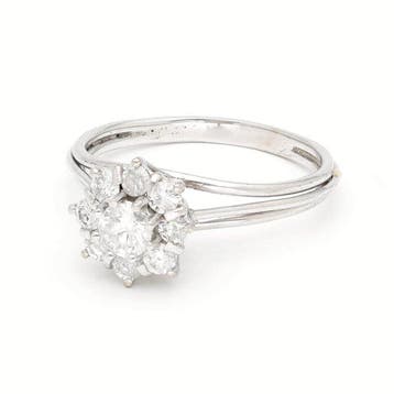Bague - 14 carats Or blanc Diamant (Naturelle)