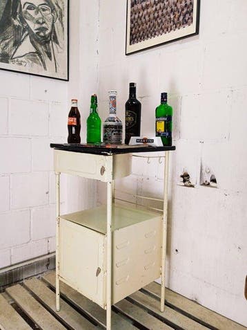 Salontafel - Vintage industriële kast - Staal