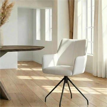 Leren eetkamerstoel Wave - Toledo Purewhite (wit) -, Huis en Inrichting, Stoelen, Bohemian, Eigentijds, Industrieel, Modern, Scandinavisch