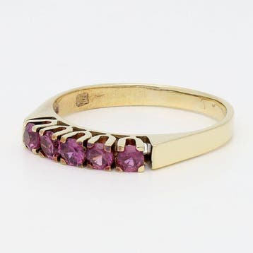 Bague - 14 carats Or jaune - Robijn, Nieuw