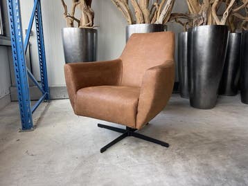 Veiling - Fauteuil Arsenie -Draaibaar- Microleder - Cognac -, Maison & Meubles, Fauteuils