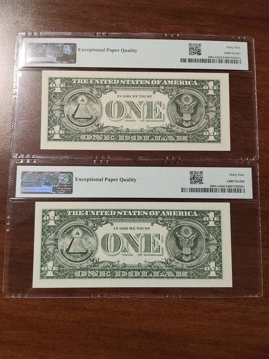 Verenigde Staten van Amerika. - 2 x 1 Dollar - 2017 -, Timbres & Monnaies, Billets de banque | Europe | Billets non-euro