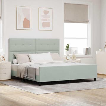 vidaXL Boxspring bed met hoofdeinde Lichtgrijs 180 x 200 cm, Verzenden, Nieuw