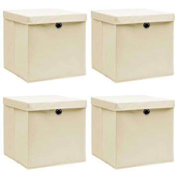 vidaXL Opbergboxen met deksel 4 st 32x32x32 cm stof, Verzenden, Nieuw