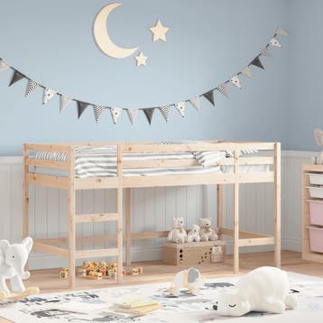 vidaXL Kinderhoogslaper met ladder 90x190 cm massief, Verzenden, Nieuw