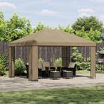vidaXL Prieel 4 × 3 m Beige Polyester en Staal 190 gsm, Verzenden, Nieuw