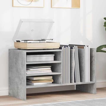vidaXL Platenkast Beton Grijs 78,5 x 35 x 45 cm Bewerkt hout, Huis en Inrichting, Verzenden, Nieuw