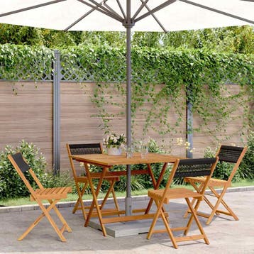 vidaXL 5-delige Tuinset polypropeen en massief hout zwart, Verzenden, Tuinset
