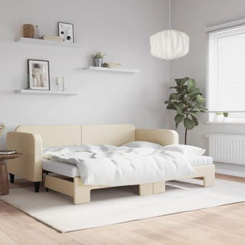 vidaXL Slaapbank met onderschuifbed en matrassen 90x200 cm, Verzenden