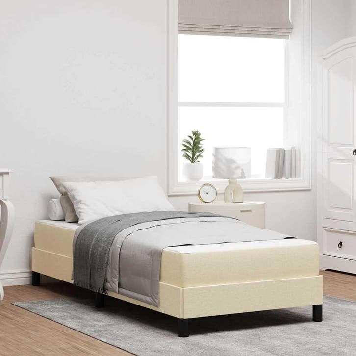 vidaXL Boxspring bed met matras Crème 100 x 200 cm Stof, Huis en Inrichting, Slaapkamer | Bedden, Nieuw, Verzenden