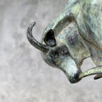Sculpture, Bronze Sculpture of a Striking Bull - with base -