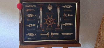 Maritieme objecten (2) - Verguld messing, Mahonie- Zeeknopen