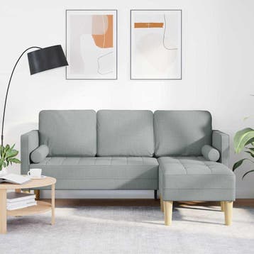 vidaXL bank / zetelstel met kussen Lichtgrijs Polyester, Verzenden, Nieuw