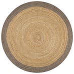 vidaXL Vloerkleed handgemaakt met grijze rand 120 cm jute, Verzenden, Nieuw