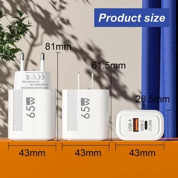 2-Poort GaN Snellader 65W - PD / Quick Charge 3.0 / USB, Télécoms, Verzenden
