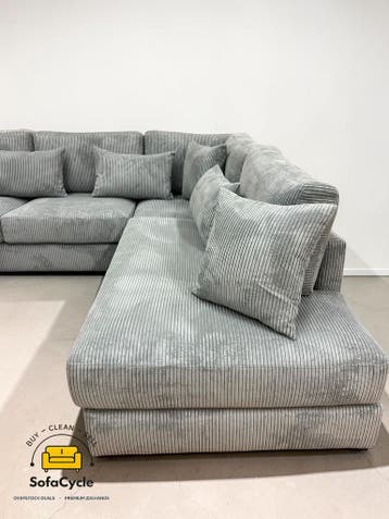OVERSTOCK Chateau d’Ax  lichtblauwe ribvelours hoekzetel – l, Verzenden