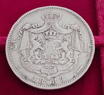 Roumanie. Carol I. 5 Lei 1883 (Sans prix de réserve)