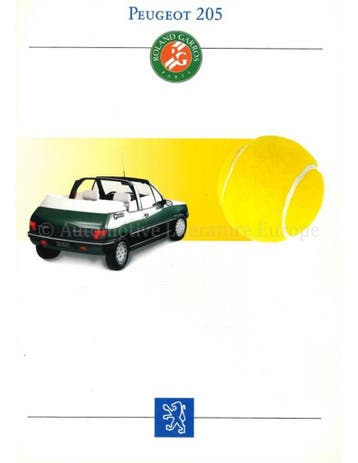 1993 PEUGEOT 205 CABRIOLET ROLAND CARROS BROCHURE, Nieuw